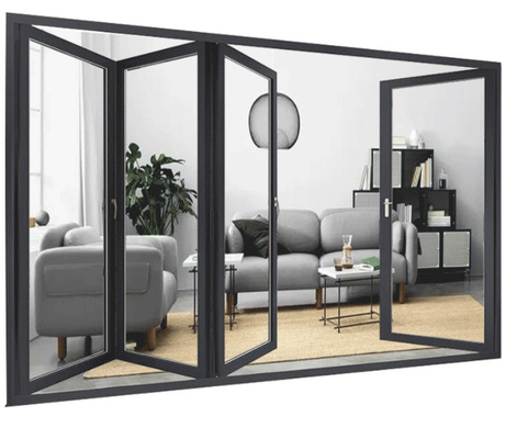 Soundproof Aluminium Folding Door Black Aluminium Bifold Doors